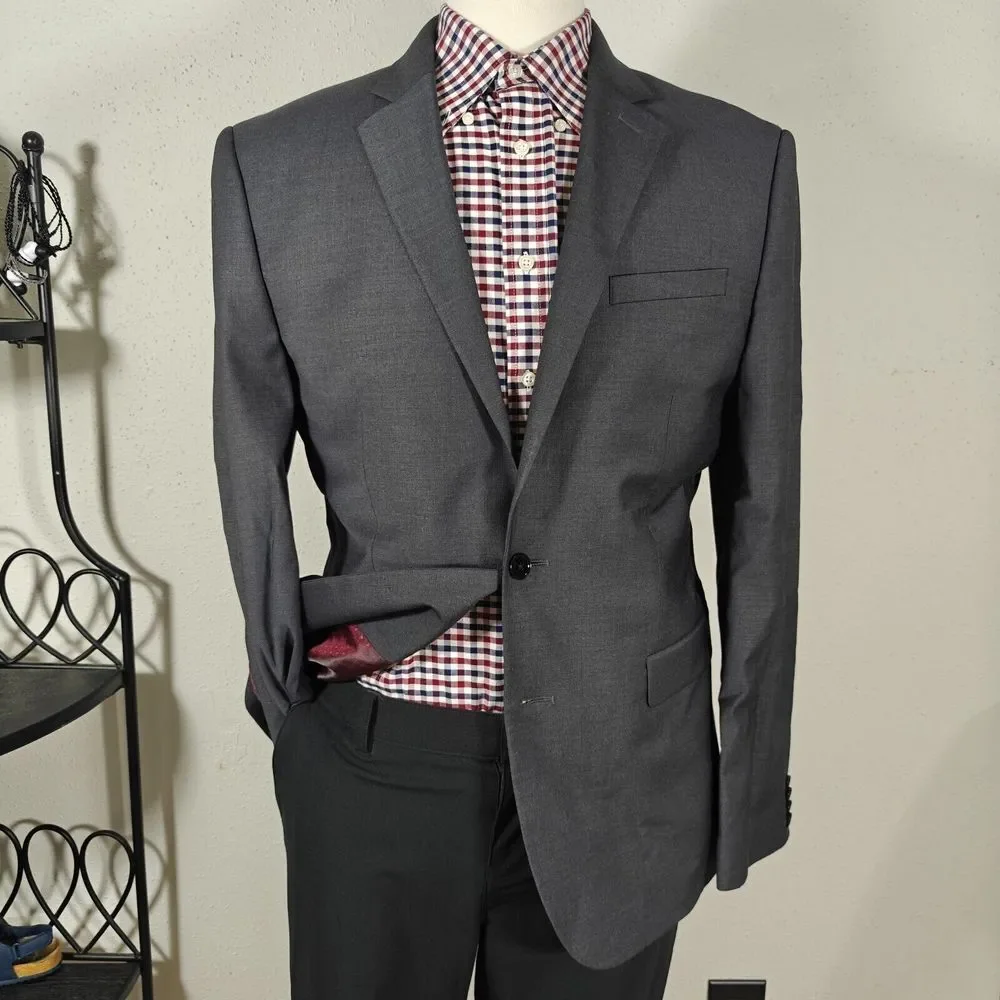 Express Photographer‎ Men's Sport Coat Blazer CH Gray Wool Blend Slim Fit 42L
